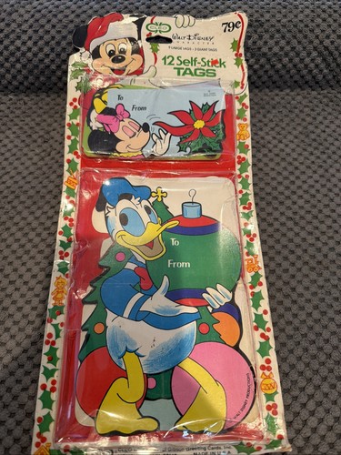 Vintage Disney 12 Pack Of Self-Stick Christmas Tags  Made in USA NOS 🔥RARE🔥