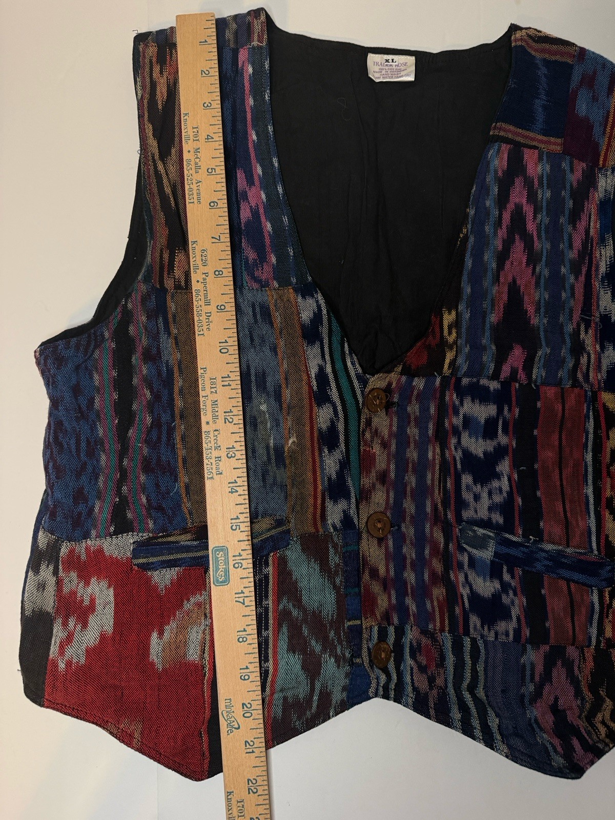 Patchwork Multicolored Vest Jacket XL Cotton Hipp… - image 5