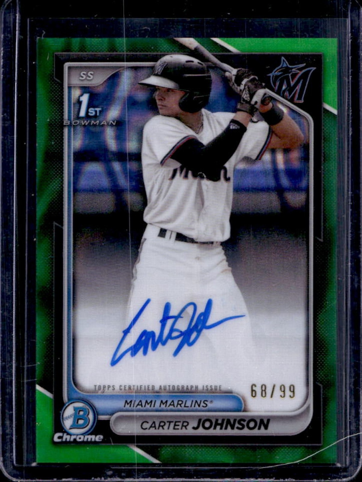 2024 Bowman Draft Carter Johnson Chrome Auto Green Lava Refractor 1st #68/99