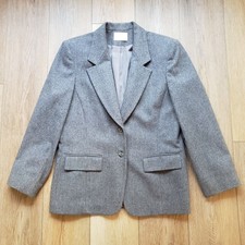 Vintage Pendleton Women's Size 12 Gray Wool Double Button Blazer Jacket Classic