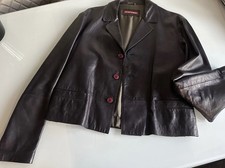 Emporio Armani Black Leather Blazer Jacket