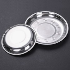 Reusable Brushed Metal Dinner Plates-Stainless Steel round Plates,Dinner Plate