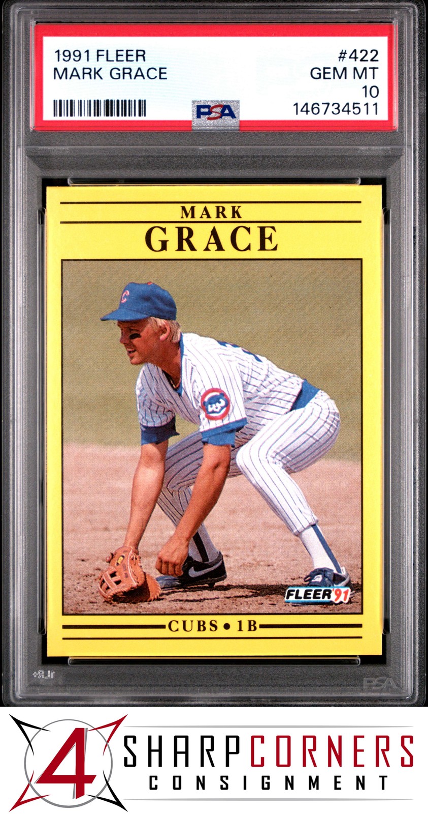 1991 FLEER #422 MARK GRACE CUBS PSA 10