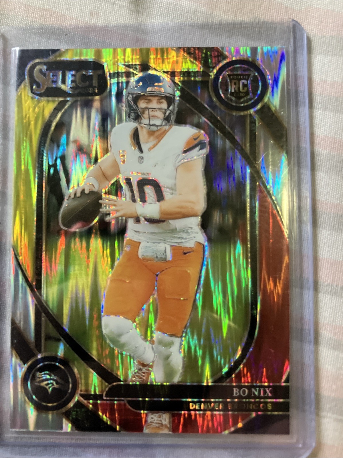 2024 Panini Select - Club Level Bo Nix #221 Red & Yellow Shock Prizm (RC)