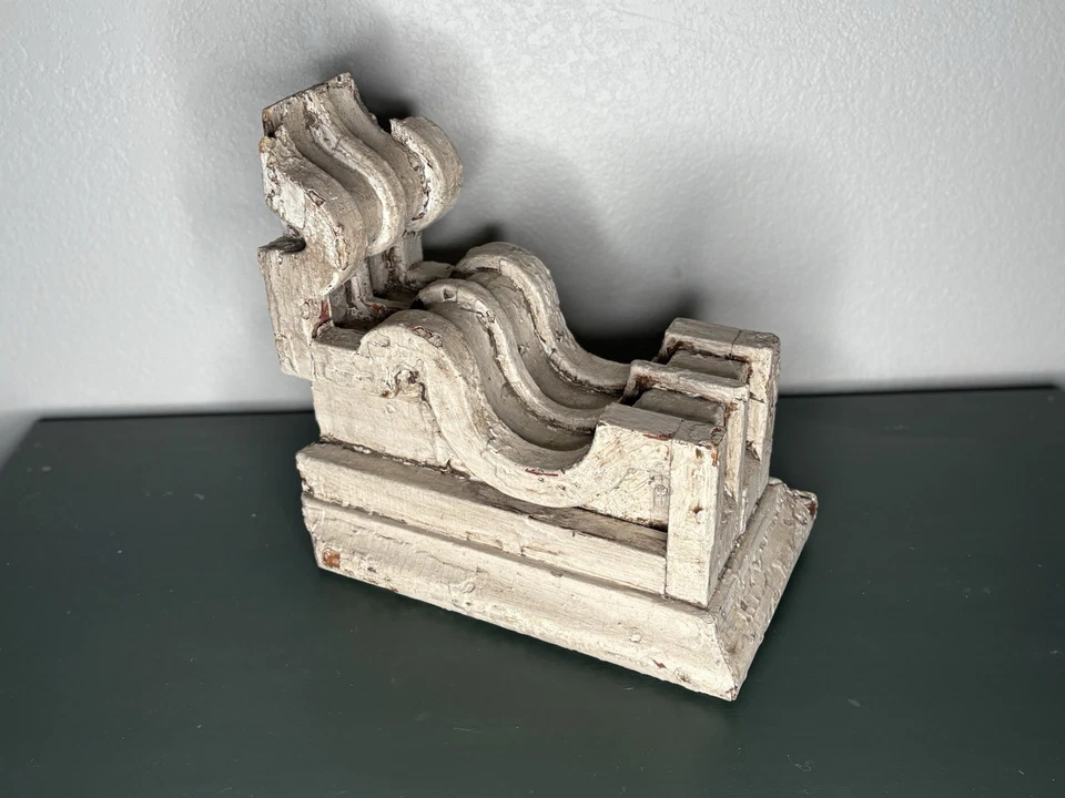 Antiguo soporte de ménsula de madera gruesa Shabby Chic vintage salvamento arquitectónico Foto 2 de 4