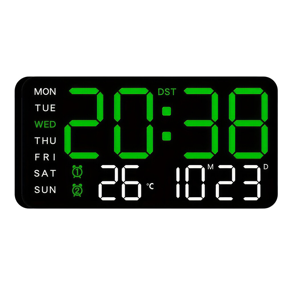Digital LED Large Display Wall Desk Alarm Clock With Calendar Temperature Date