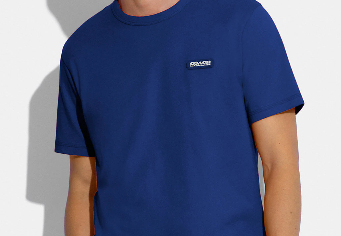 Coach Men's S Essential T-Shirt in Organic Cotton Blue Short