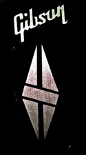 Gibson Guitar Headstock Decal, Brushed Nickle, 2 Logos & Split Diamond, Decal