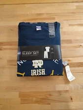 Ladies' Short Sleeve Notre Dame Irish Sleep Pajama Set Flannel Pants Size XL