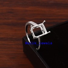 Semi Mount Ring 925 Sterling Silver 7 X 9 MM Baguette Blank Stone Mount Ring 23