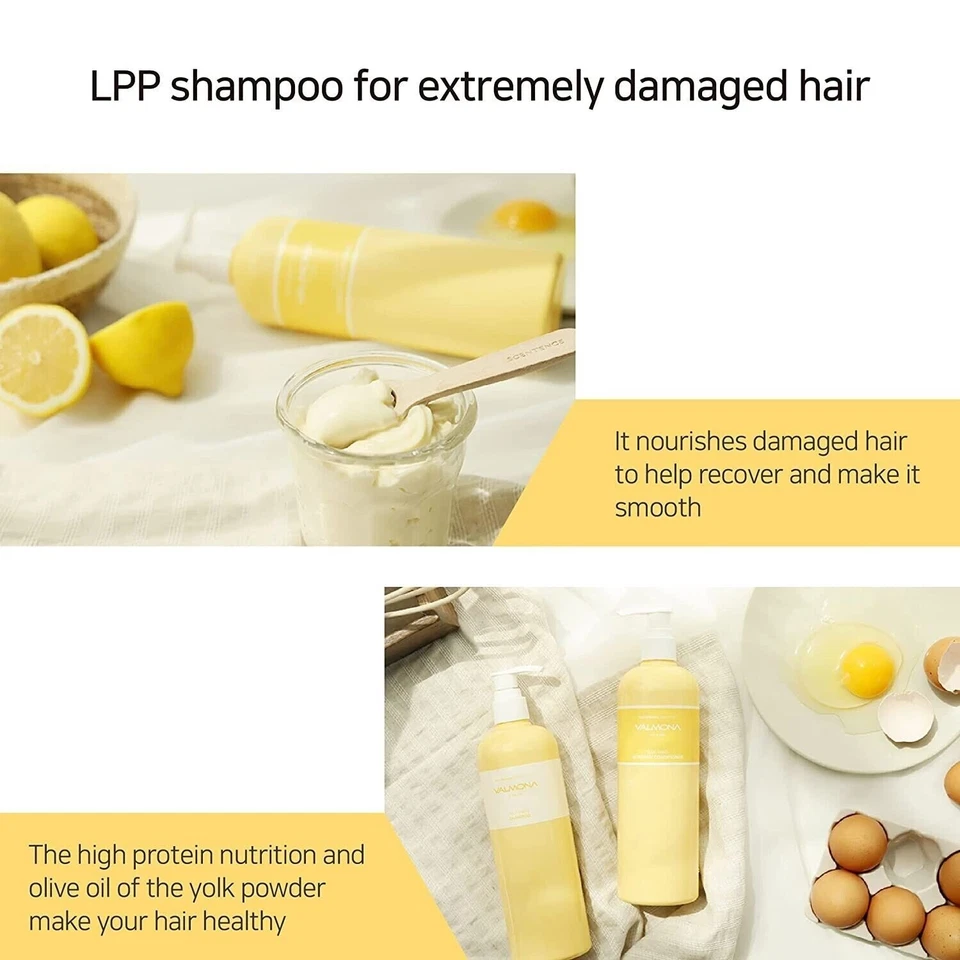 Juegos de champú y acondicionador nutricional profundo para huevos Valmona Ylok-Mayo 480 ml / K-Beauty Foto 3 de 4