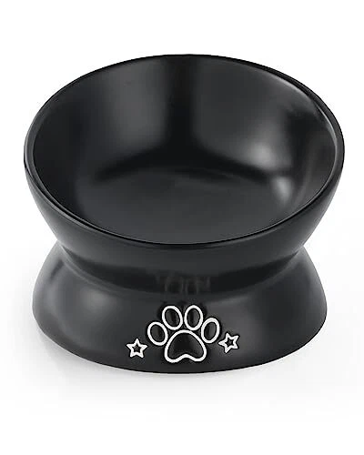 Loejan Elevated Cat Food Bowl 5 Oz Ceramic Raised And Tilted
