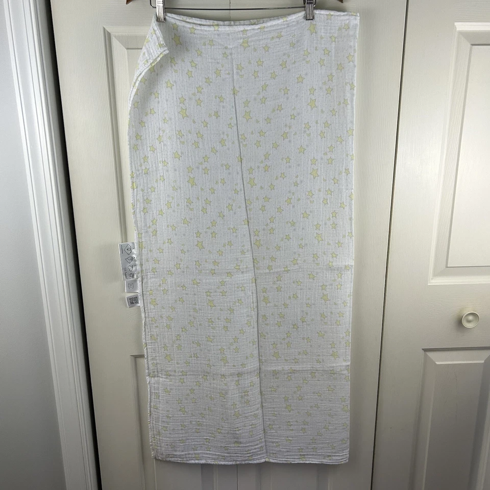 Manta bebé Swaddle Designs estrellas lunas amarillas muselina algodón gris puntos blancos Foto 2 de 4
