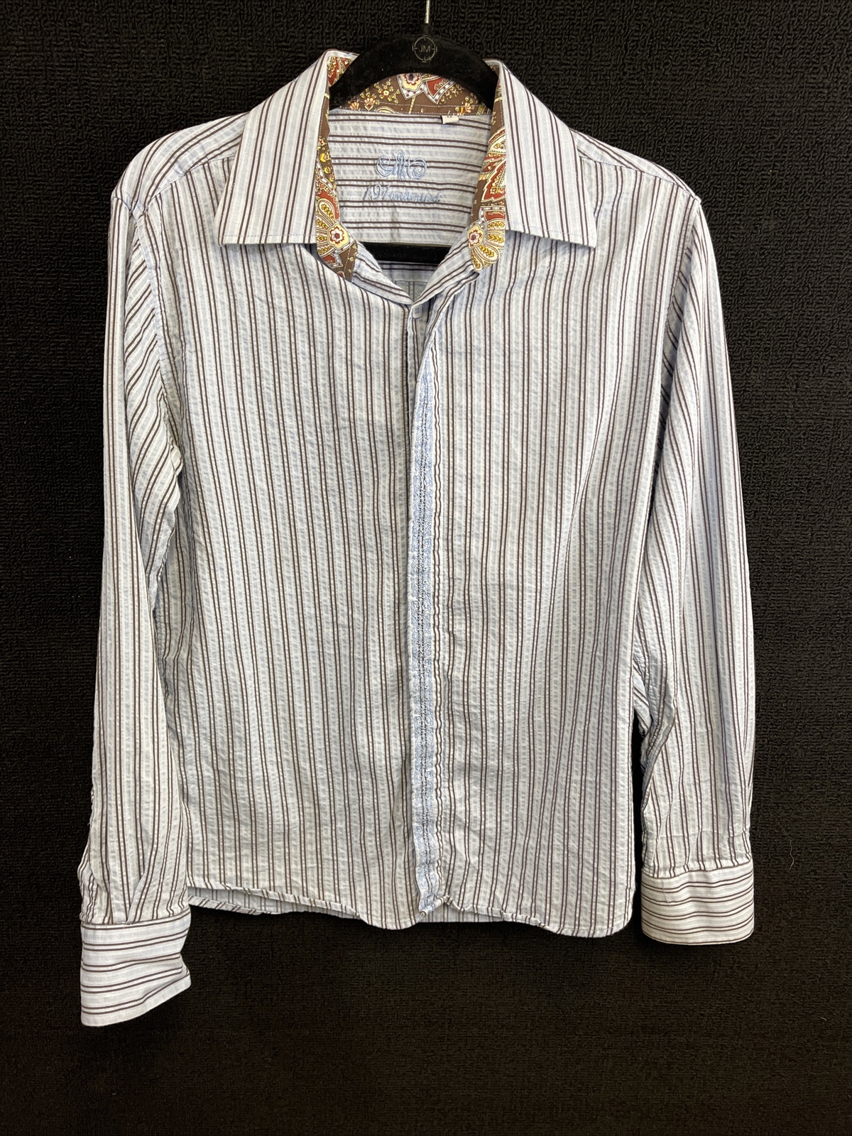 191 Unlimited Striped Embroidered Long Sleeve Button Down Shirt Size Medium A007