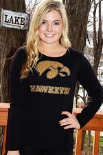 Hawkeyes Hawks Rhinestone glitter bling shirt XS S M L XL XXL 1X 2X 3X 4X 5X