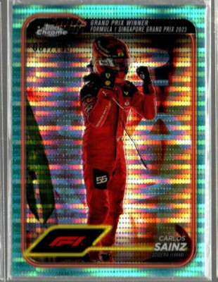 2024 Topps Chrome Formula 1 Aqua Sonar Refractors #147 Carlos Sainz GPW /150