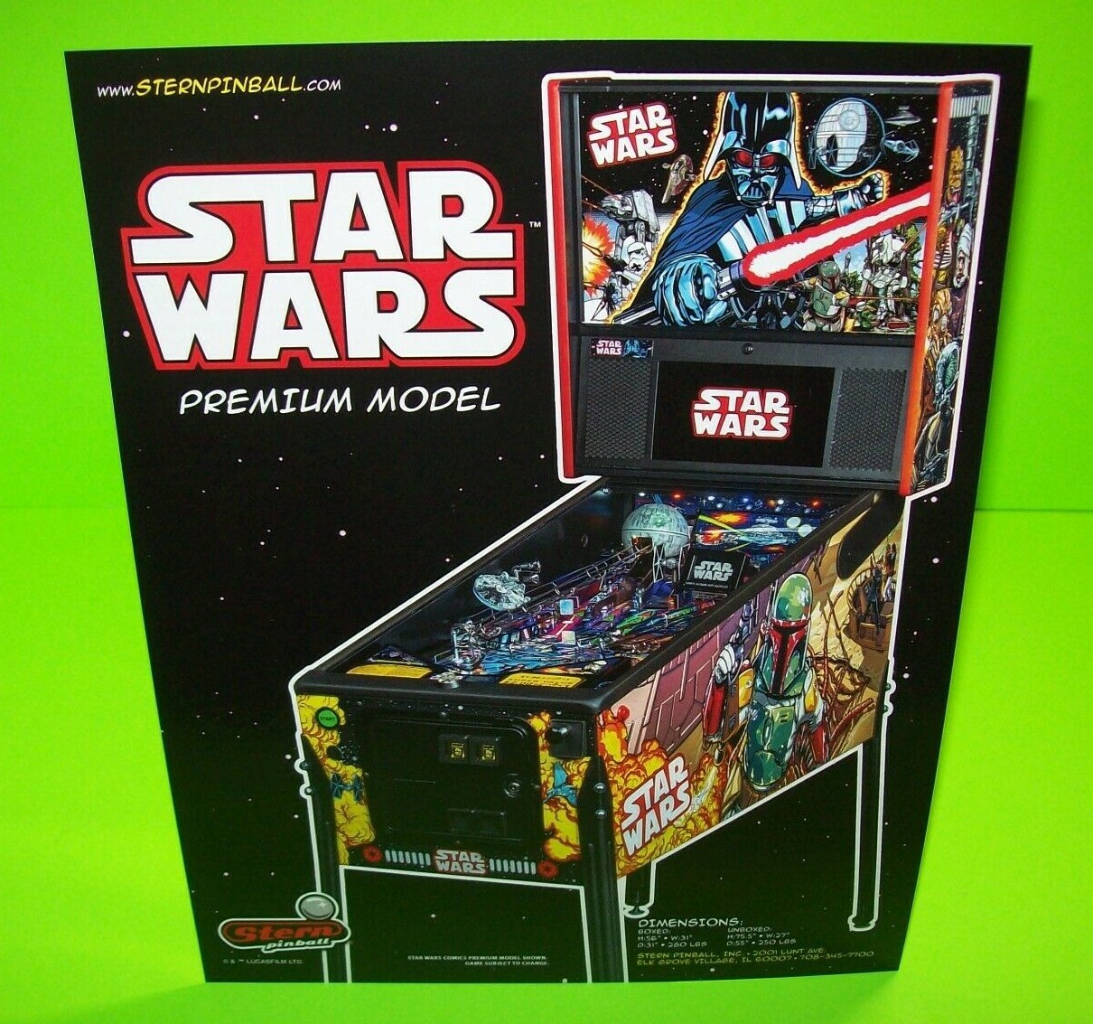 Star Wars Premium Pinball FLYER Comic Book Art Model Original Space Age Sci-Fi