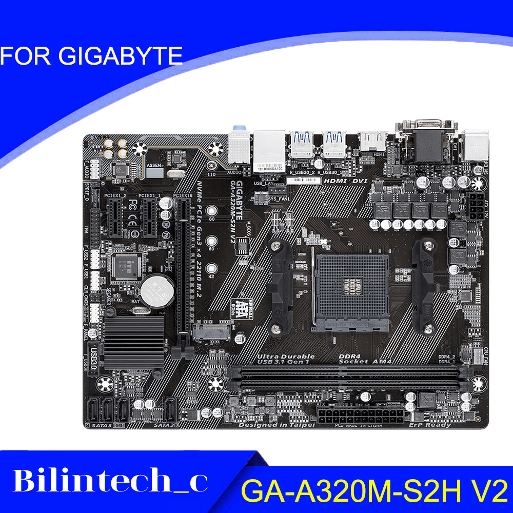 FOR GIGABYTE GA-A320M-S2H V2 AMD AM4 32GB AMD B350 Motherbroad