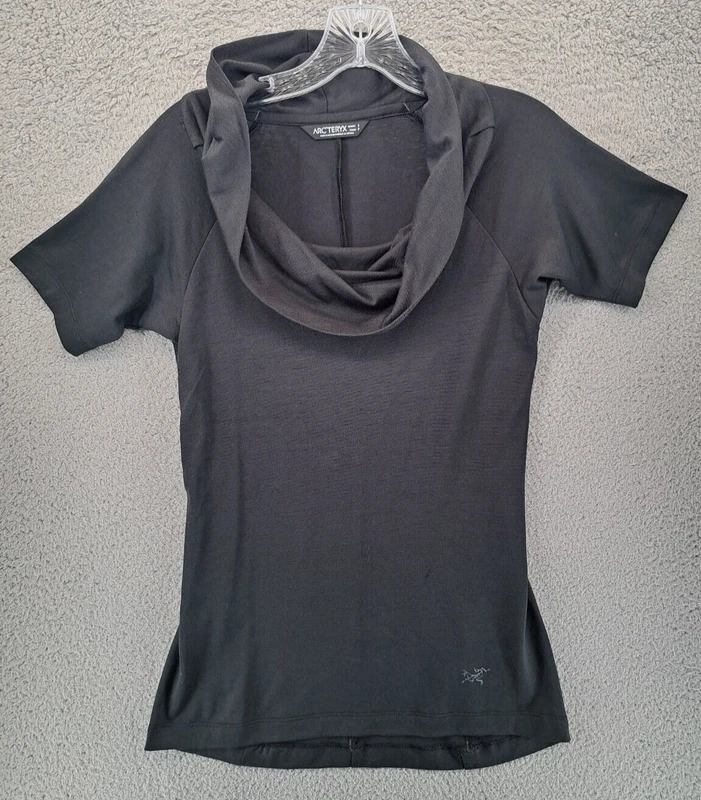 arcteryx cowl neck active wool blend short sleeve sweater
