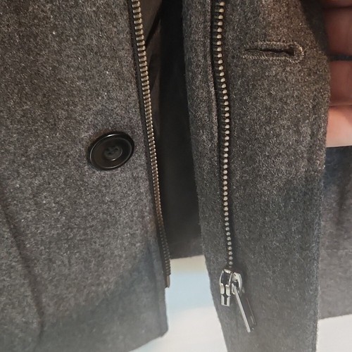 21Men Los Angeles Wool Blend Gray Coat Medium Pea Military Pockets Zipper Snap - Picture 9 of 10