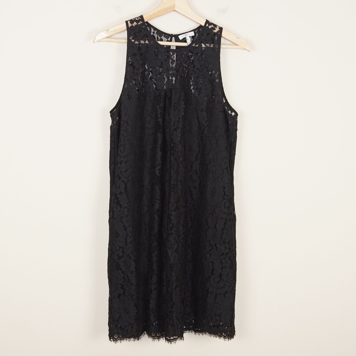 Joie Fahfia Black Lace Mini Shift Dress Womens Sz L | eBay
