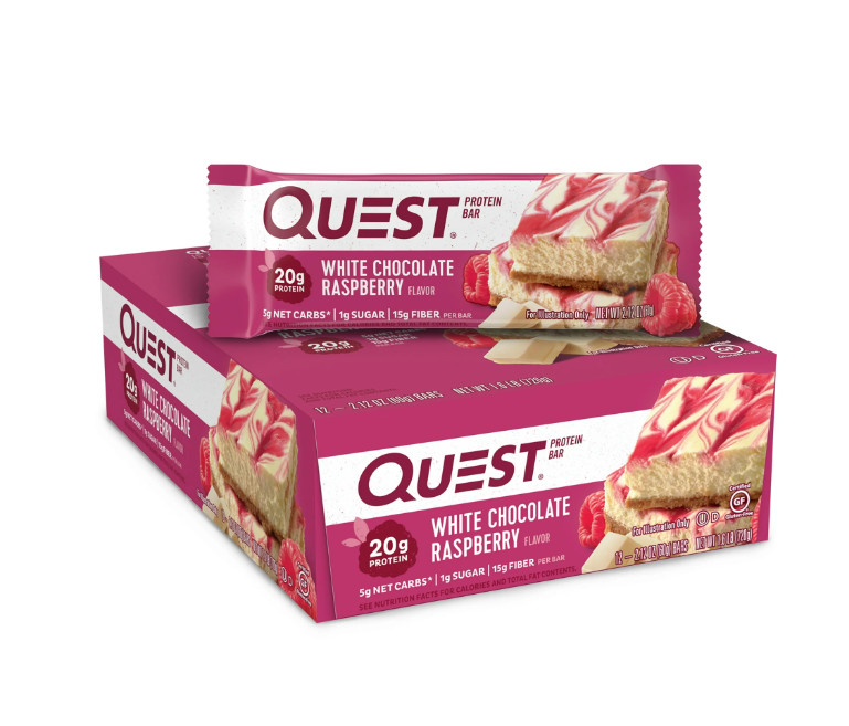Quest Protein Bar, White Chocolate Raspberry, 20g Protein, 12 Ct 5g Net Carbs