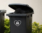 3 x Wheelie Bin Numbers Heart House Number Sticker Recycling Box Love