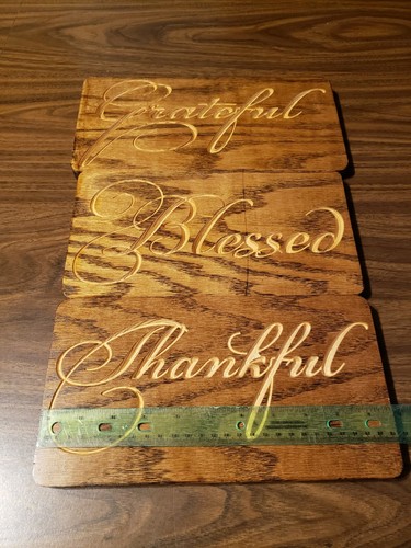 Blessed Grateful Thankful Lot of 3 Wood Hanging Signs Engraved Rustic - Picture 6 of 7