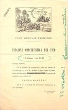 Club Musicale Parmense, Compositore Renzo Martini (Autografi) 1970