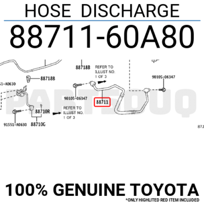 はは 8871160A80 Genuine Toyota HOSE DISCHARGE 88711-60A80 | eBay