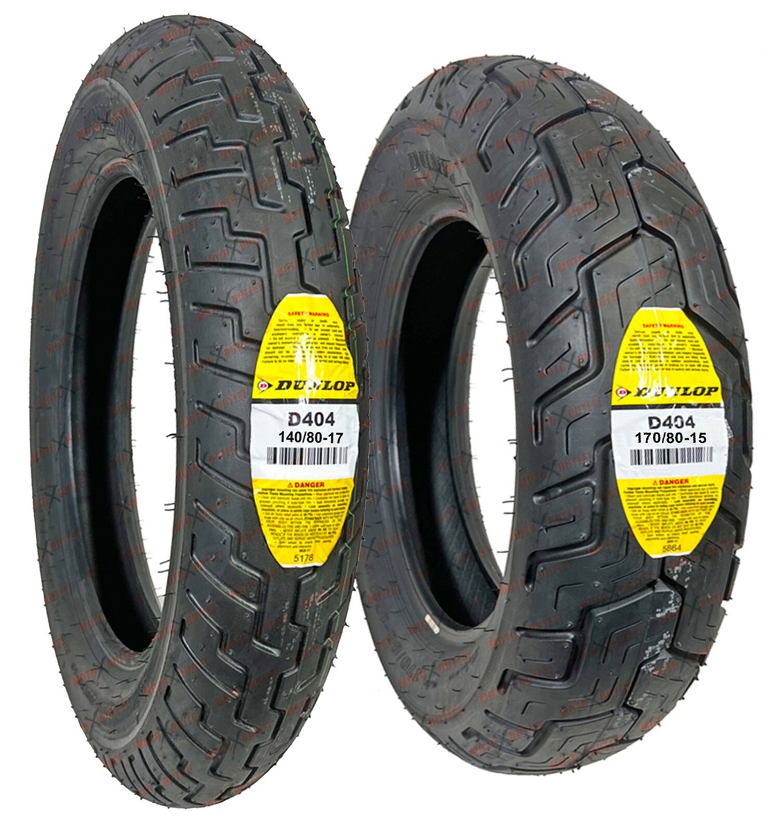 Dunlop D404 140/80-17 Front 170/80-15 Rear Motorcycle Tire Set