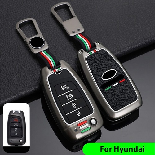 For Hyundai Kona 2018-2021 Zinc Alloy Silicone Car Smart Filp Key Case Cover 