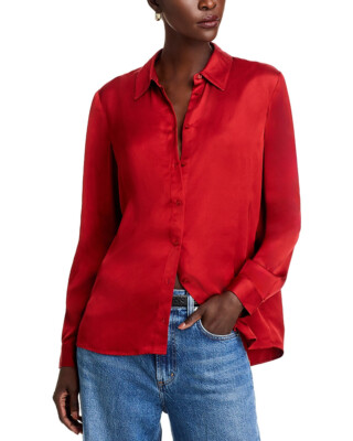 FRENCH CONNECTION Ennis Satin Shirt MSRP $118