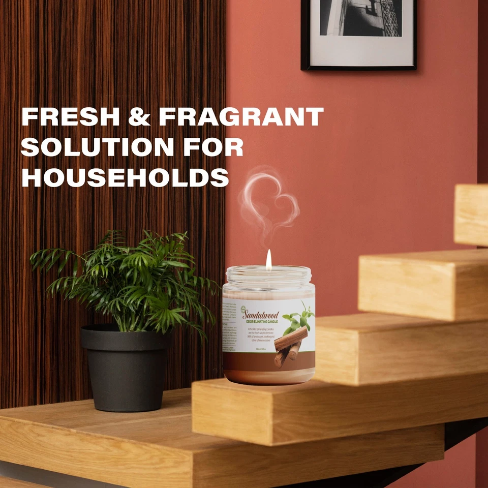 Juego de velas de cera de soja perfumadas con sándalo velas eliminadoras de olores FPN 12 OZ - 2 CT Foto 3 de 4