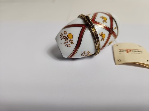 Del Prado ep17 Porzellan handgefertigt klappbar Schmuck Pillendose Eiform - Bild 11 von 11