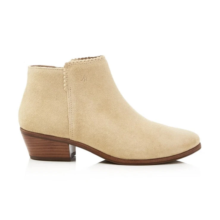 JACK ROGERS Womens Sand Beige Front Monogrammed Bailee Leather Booties 8.5 NWT
