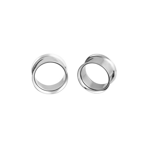 Paire de boucles d'oreilles en acier chirurgical PVD argent double évasement boucles d'oreilles jauges bouchons - Photo 70/108
