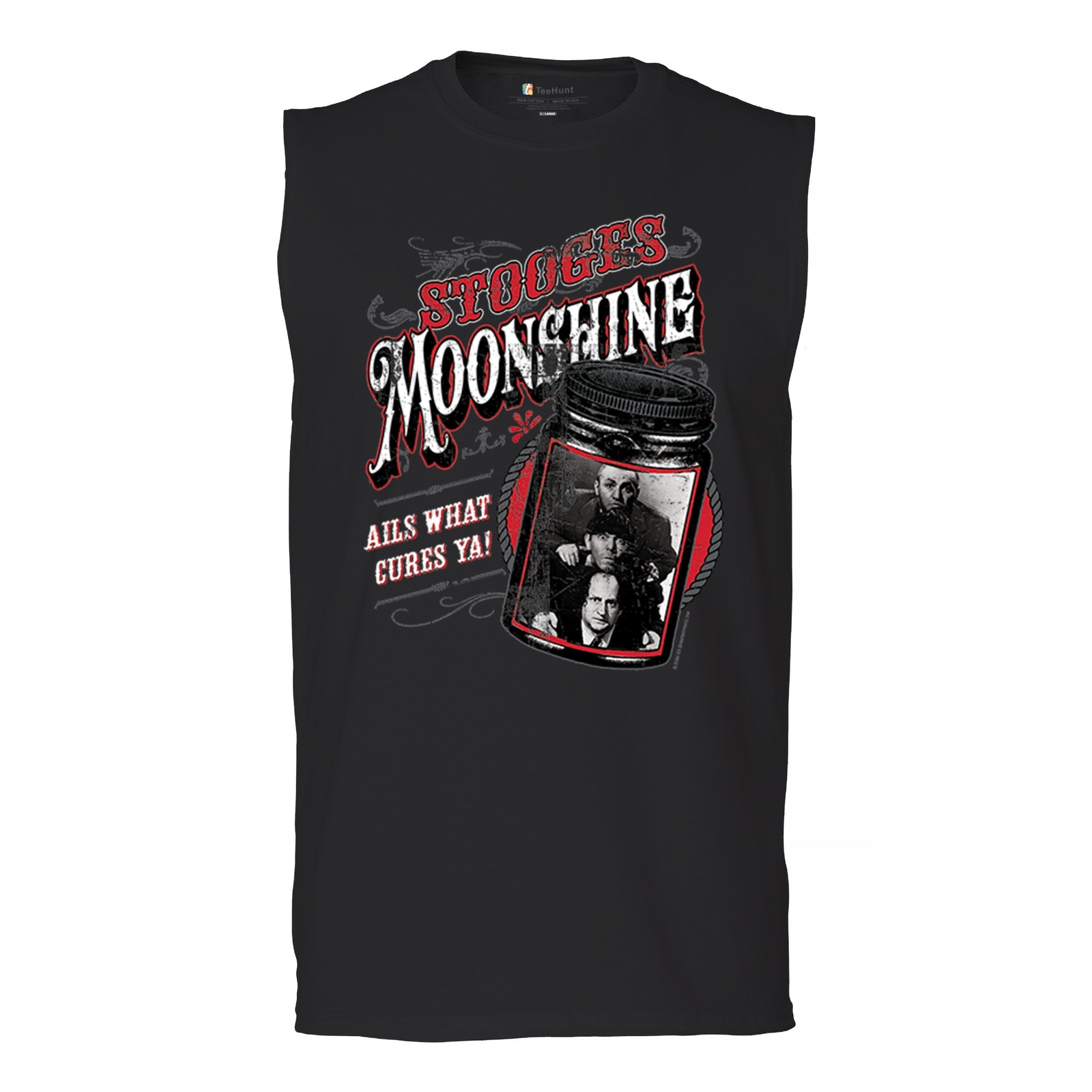 ALTRA Camicia muscolare Three Stooges Moonshine 3 ricci Moe Larry shemp saggi ragazzi uomo