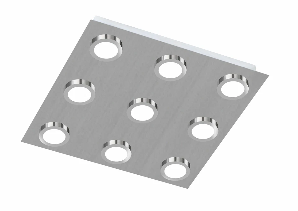 Wofi LED Deckenleuchte 9 flammig je 210lm Nickel matt Quadratisch 27W 4x35x35cm - Bild 1 von 1