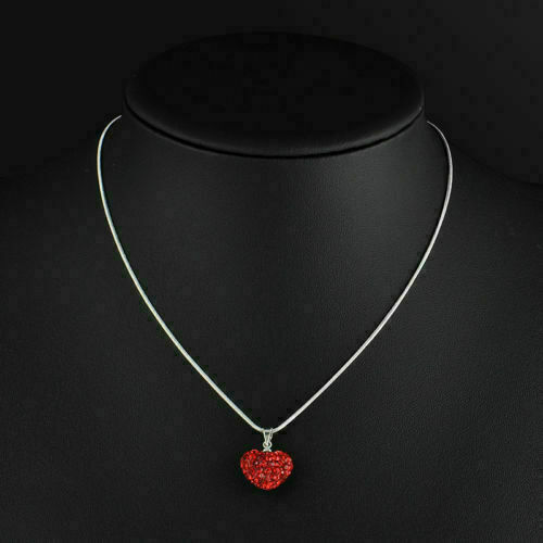 Sexy Women Heart Crystal Rhinestone Necklace Pendant Silver Plated Chain Jewelry - Picture 16 of 24