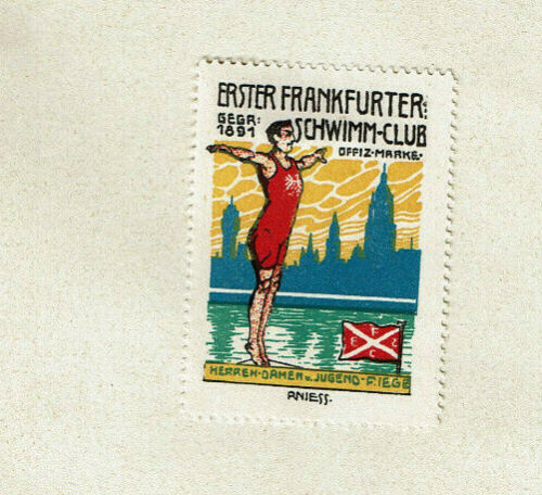 Reklamemarke Erster Frankfurter Schwimm-Club EFSC ca. 1913 Schwimmer Frankurt - Bild 1 von 1