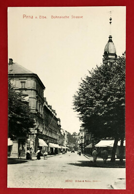 AK PIRNA um 1910 Blick in die Dohnaische Strasse  ( 69151