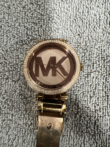 Michael Kors MK5865 Parker Rose Gold MK Logo Dial Analog Women's Watch Read Desc