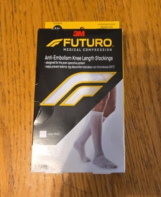 Futuro white anti embolism knee length stockings unisex xl