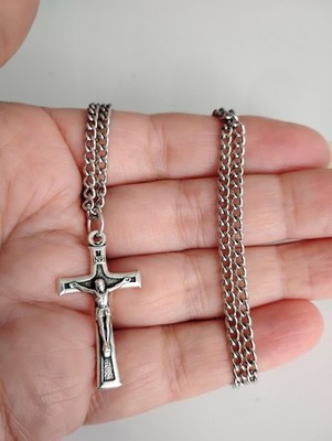 Italian silver Crucifix Cross necklace CF Italy 925 Sterling | eBay