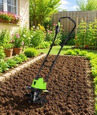 Tooltronix Electric Garden Tiller Rotavator Cultivator Soil Turn 750w Rotivator