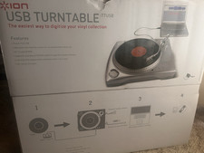 ION iTTUSB USB Turntable Silver Plug Play Digitize Vinyl 33/45/78RPM Pre-Amp