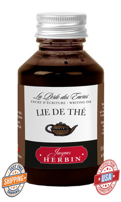 Jacques Herbin Fountain Pen Ink, 100ml Bottle, Lie De Thé (Tea Brown)
