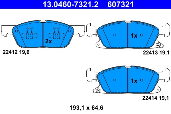 13.0460-7321.2 ATE Brake Pad Set, Disc Brake for Ford, Ford USA