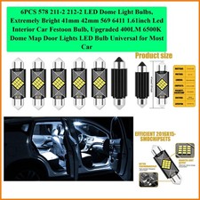 6pcs 578 211-2 212-2 Led Dome Light Bulbs Extremely Bright 41mm 42mm 569 641...